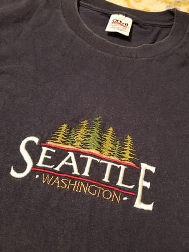 Vintage 90s Seattle Washington Anvil Mens T-Shirt Size XL Blue Preshrunk USA - Image 1