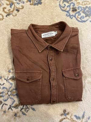 Outerknown Chroma Blanket Shirt 100% Organic Cotton Mens L Copper Coziest Ever - Image 1