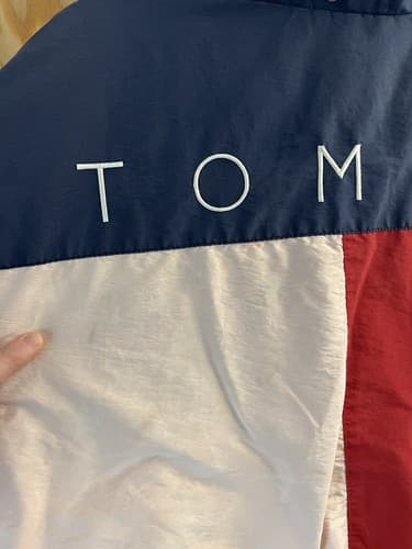 Vtg 90s Tommy Hilfiger Spell Out Big Flag Logo Reversible Men M Jacket Coat READ - Thumbnail 3
