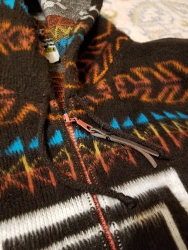 EARTH RAGZ Aztec Orange Southwest Zip Hoody XL Jacket Western Wool pendleton - Thumbnail 9