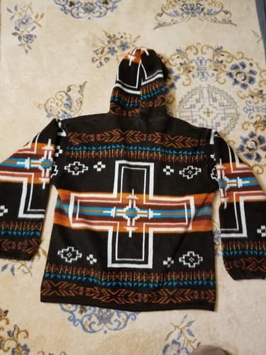 EARTH RAGZ Aztec Orange Southwest Zip Hoody XL Jacket Western Wool pendleton - Thumbnail 3