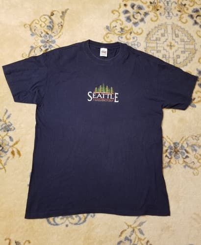 Vintage 90s Seattle Washington Anvil Mens T-Shirt Size XL Blue Preshrunk USA - Thumbnail 2