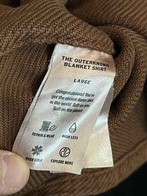 Outerknown Chroma Blanket Shirt 100% Organic Cotton Mens L Copper Coziest Ever - Thumbnail 8