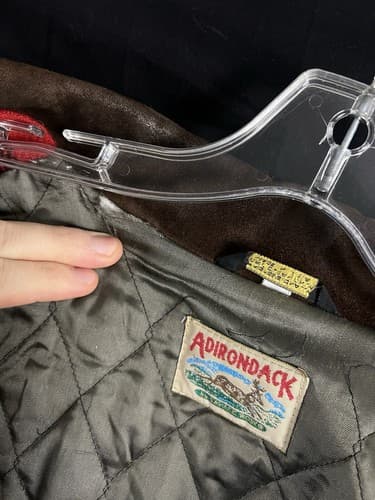 VTG Adirondack Savile Row Wool/ Leather Jacket L Buffalo Red Coat Parka Hunting - Thumbnail 6