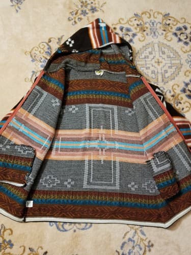 EARTH RAGZ Aztec Orange Southwest Zip Hoody XL Jacket Western Wool pendleton - Thumbnail 5