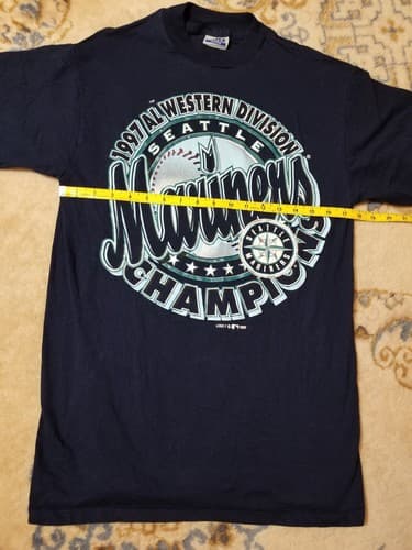 Vtg 1997 Seattle Mariners Champions Graffiti Shirt MLB Navy Blue Medium M Logo 7 - Thumbnail 6