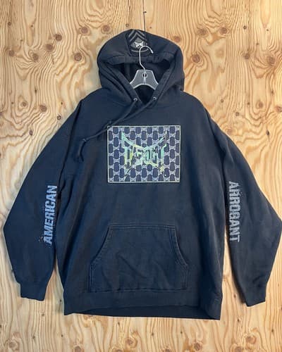 Y2K Tapout Hoodie Mens XXL Black Green Camo Embroidered MMA Warrior Sweatshirt - Image 1