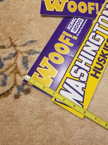 Lot Of 3 VTG Washington Huskies WOOF! Football Bumper Stickers KOMO AM 1000 USA - Thumbnail 5