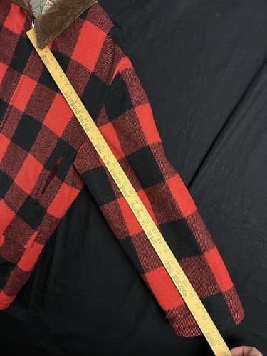 VTG Adirondack Savile Row Wool/ Leather Jacket L Buffalo Red Coat Parka Hunting - Thumbnail 16