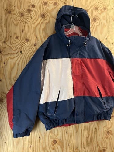 Vtg 90s Tommy Hilfiger Spell Out Big Flag Logo Reversible Men M Jacket Coat READ - Thumbnail 8