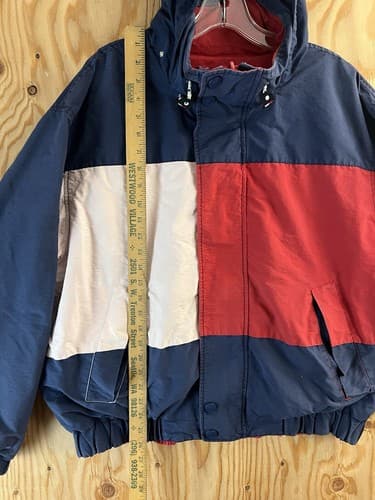 Vtg 90s Tommy Hilfiger Spell Out Big Flag Logo Reversible Men M Jacket Coat READ - Thumbnail 15
