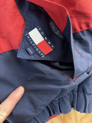 Vtg 90s Tommy Hilfiger Spell Out Big Flag Logo Reversible Men M Jacket Coat READ - Thumbnail 10