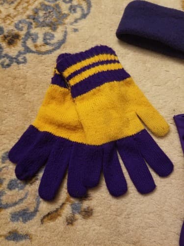 Vtg UW Washington Huskies Football Washington Gloves S Purple Knit/ Headband Lot - Thumbnail 2