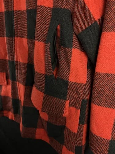 VTG Adirondack Savile Row Wool/ Leather Jacket L Buffalo Red Coat Parka Hunting - Thumbnail 9