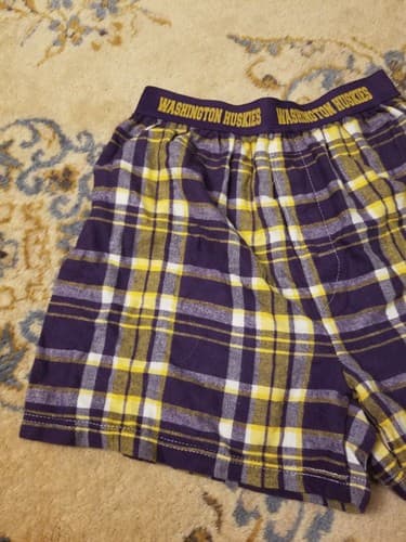 VTG Washington Huskies Boxercraft Boxer Shorts S Cheerleader Purple Yellow USA - Thumbnail 5