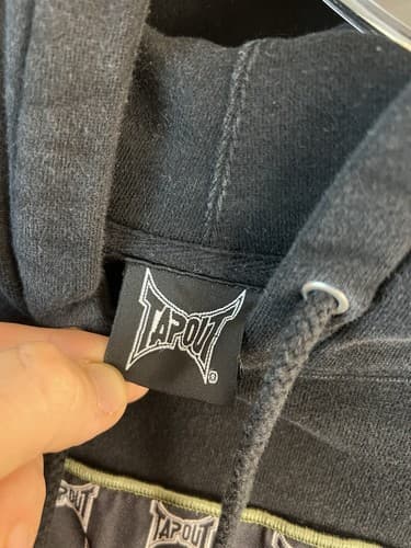 Y2K Tapout Hoodie Mens XXL Black Green Camo Embroidered MMA Warrior Sweatshirt - Thumbnail 7