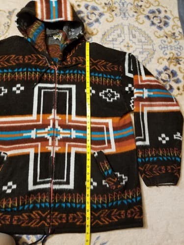 EARTH RAGZ Aztec Orange Southwest Zip Hoody XL Jacket Western Wool pendleton - Thumbnail 10