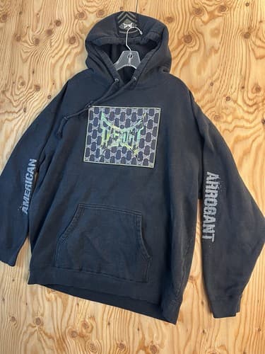 Y2K Tapout Hoodie Mens XXL Black Green Camo Embroidered MMA Warrior Sweatshirt - Thumbnail 2