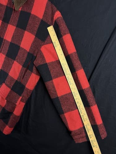 VTG Adirondack Savile Row Wool/ Leather Jacket L Buffalo Red Coat Parka Hunting - Thumbnail 15