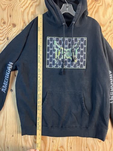 Y2K Tapout Hoodie Mens XXL Black Green Camo Embroidered MMA Warrior Sweatshirt - Thumbnail 12