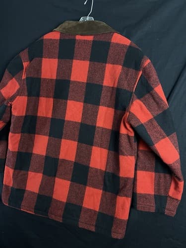 VTG Adirondack Savile Row Wool/ Leather Jacket L Buffalo Red Coat Parka Hunting - Thumbnail 12