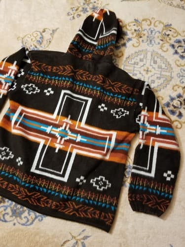 EARTH RAGZ Aztec Orange Southwest Zip Hoody XL Jacket Western Wool pendleton - Thumbnail 4