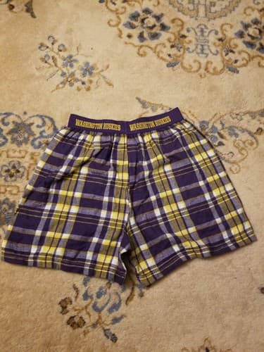 VTG Washington Huskies Boxercraft Boxer Shorts S Cheerleader Purple Yellow USA - Thumbnail 6