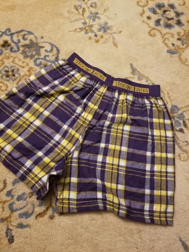 VTG Washington Huskies Boxercraft Boxer Shorts S Cheerleader Purple Yellow USA - Thumbnail 3