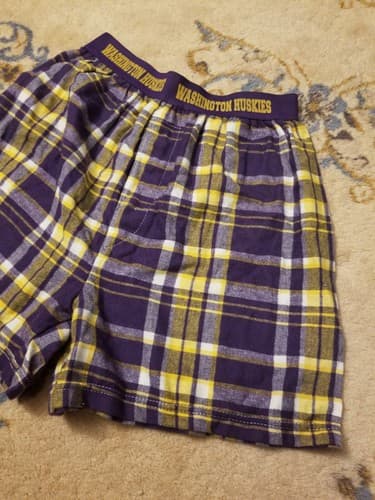 VTG Washington Huskies Boxercraft Boxer Shorts S Cheerleader Purple Yellow USA - Thumbnail 4