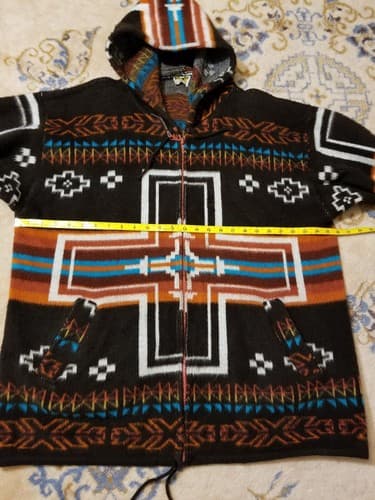 EARTH RAGZ Aztec Orange Southwest Zip Hoody XL Jacket Western Wool pendleton - Thumbnail 11