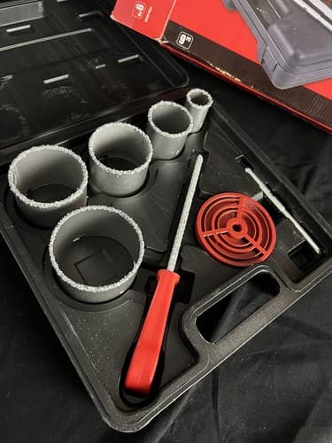 Warrior 9pc Carbide Grit Hole Saw Set Cement Masonry Tile Plastic Fiber Glass - Thumbnail 5