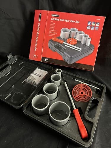 Warrior 9pc Carbide Grit Hole Saw Set Cement Masonry Tile Plastic Fiber Glass - Thumbnail 6