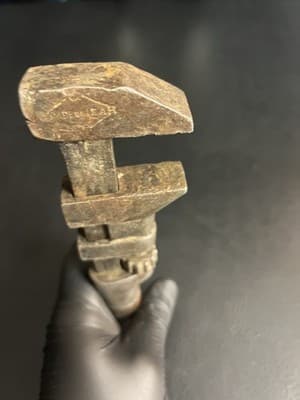 Antique USA Marked Monkey Wrench Adjustable Pipe Wrench 1800's Wood Handle W&B - Thumbnail 14