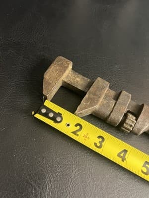 Antique USA Marked Monkey Wrench Adjustable Pipe Wrench 1800's Wood Handle W&B - Thumbnail 17