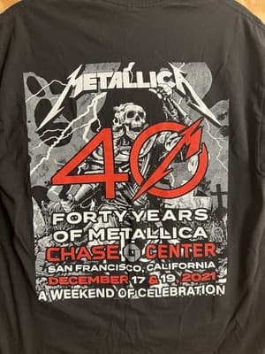 METALLICA 40th Anniversary OFFICIAL Shirt Mens M 2021 Double Sided Chase Center - Thumbnail 7