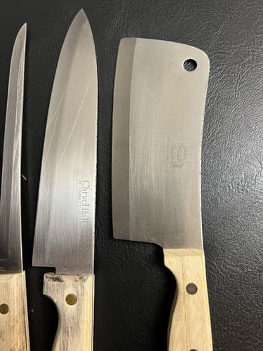 3 Carvel Hall Great Blades Knives Set Cleaver Chef Fillet Knife Wood Handle Vtg - Thumbnail 6