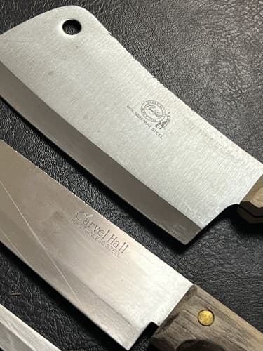 3 Carvel Hall Great Blades Knives Set Cleaver Chef Fillet Knife Wood Handle Vtg - Thumbnail 4