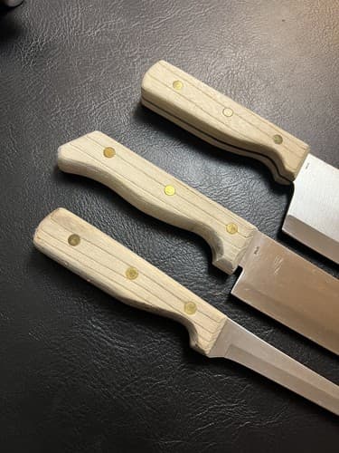 3 Carvel Hall Great Blades Knives Set Cleaver Chef Fillet Knife Wood Handle Vtg - Thumbnail 10