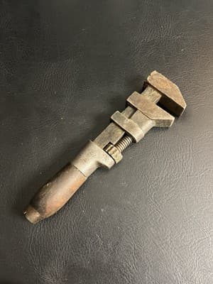 Antique USA Marked Monkey Wrench Adjustable Pipe Wrench 1800's Wood Handle W&B - Image 1