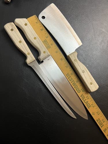 3 Carvel Hall Great Blades Knives Set Cleaver Chef Fillet Knife Wood Handle Vtg - Thumbnail 12