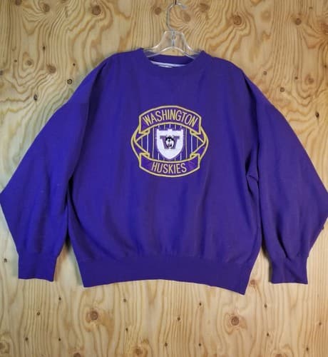 Vtg Washington Huskies Sweatshirt Crewneck Shirt Mens XL Purple Midwest Y2K - Image 1
