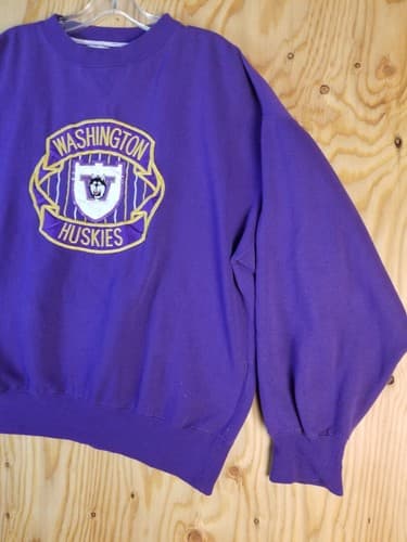 Vtg Washington Huskies Sweatshirt Crewneck Shirt Mens XL Purple Midwest Y2K - Thumbnail 3