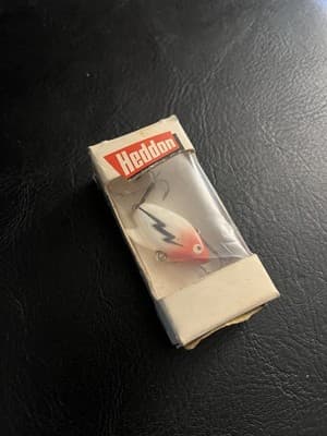 VTG HEDDON Sonic 385 RH 3/8 oz Class Red Head White Body Fishing Lure With Box - Image 1