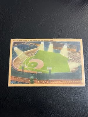 Vintage BOSTON MASS MA Fenway Park BASEBALL STADIUM Night Postcard Red Sox USA - Image 1