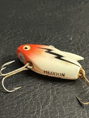 VTG HEDDON Sonic 385 RH 3/8 oz Class Red Head White Body Fishing Lure With Box - Thumbnail 12