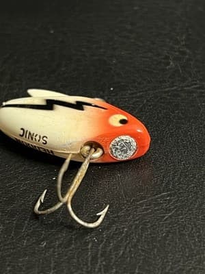 VTG HEDDON Sonic 385 RH 3/8 oz Class Red Head White Body Fishing Lure With Box - Thumbnail 8