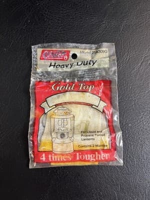 VTG Coleman Gold Top Heavy Duty Mantles Sealed Package Model 21A309G NOS - Image 1