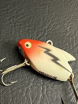 VTG HEDDON Sonic 385 RH 3/8 oz Class Red Head White Body Fishing Lure With Box - Thumbnail 13