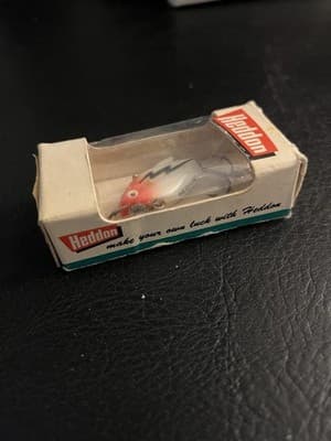 VTG HEDDON Sonic 385 RH 3/8 oz Class Red Head White Body Fishing Lure With Box - Thumbnail 2