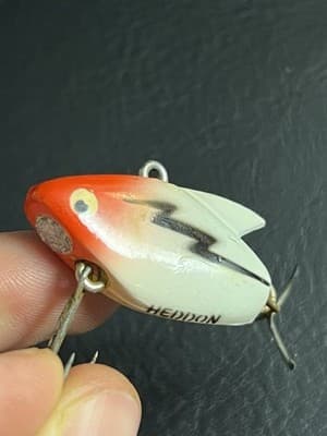 VTG HEDDON Sonic 385 RH 3/8 oz Class Red Head White Body Fishing Lure With Box - Thumbnail 14